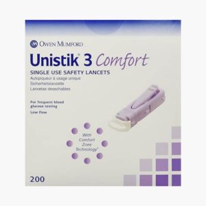 owen mumford unistik 3 lancets (200 /bx) comfort style purple