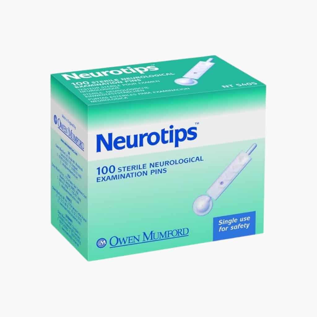 neurotips peripheral neuropathy examination pins, white & red