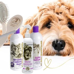 all systems doodle grooming kit, shampoo, conditioner, spray, comb, brush
