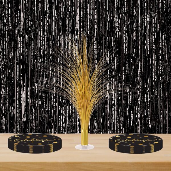 beistle 2 pack metallic spray centerpiece, shimmering gold decoration for new years