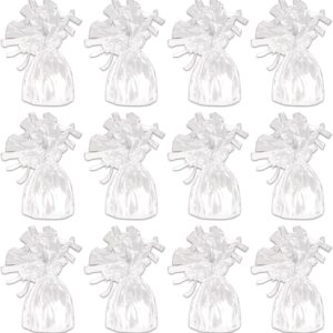 beistle white metallic plastic wrapped balloon weights for birthday parties