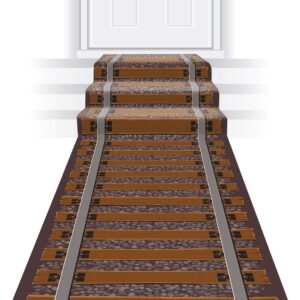 beistle novelty printed polyester fabric railroad track aisle runner