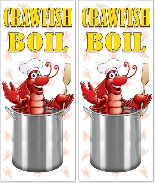 beistle 2 piece plastic crawfish boil decorations, door banner wall backdrop for mardi gras theme lobster party,