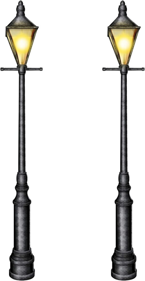 beistle lamppost photo props, 6' tall, set of 2 mardi gras street light wall decorations