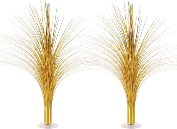 beistle 2 pack metallic spray centerpiece, shimmering gold decoration for new years