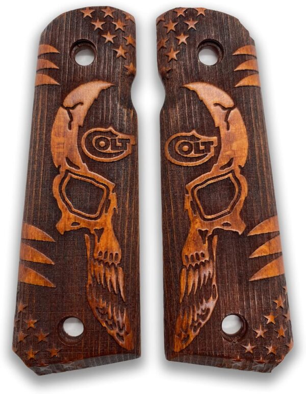 zib 1911 full size wooden punisher grips widely fits 1911 models