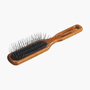 all systems no pet oblong pin brush with wooden handle