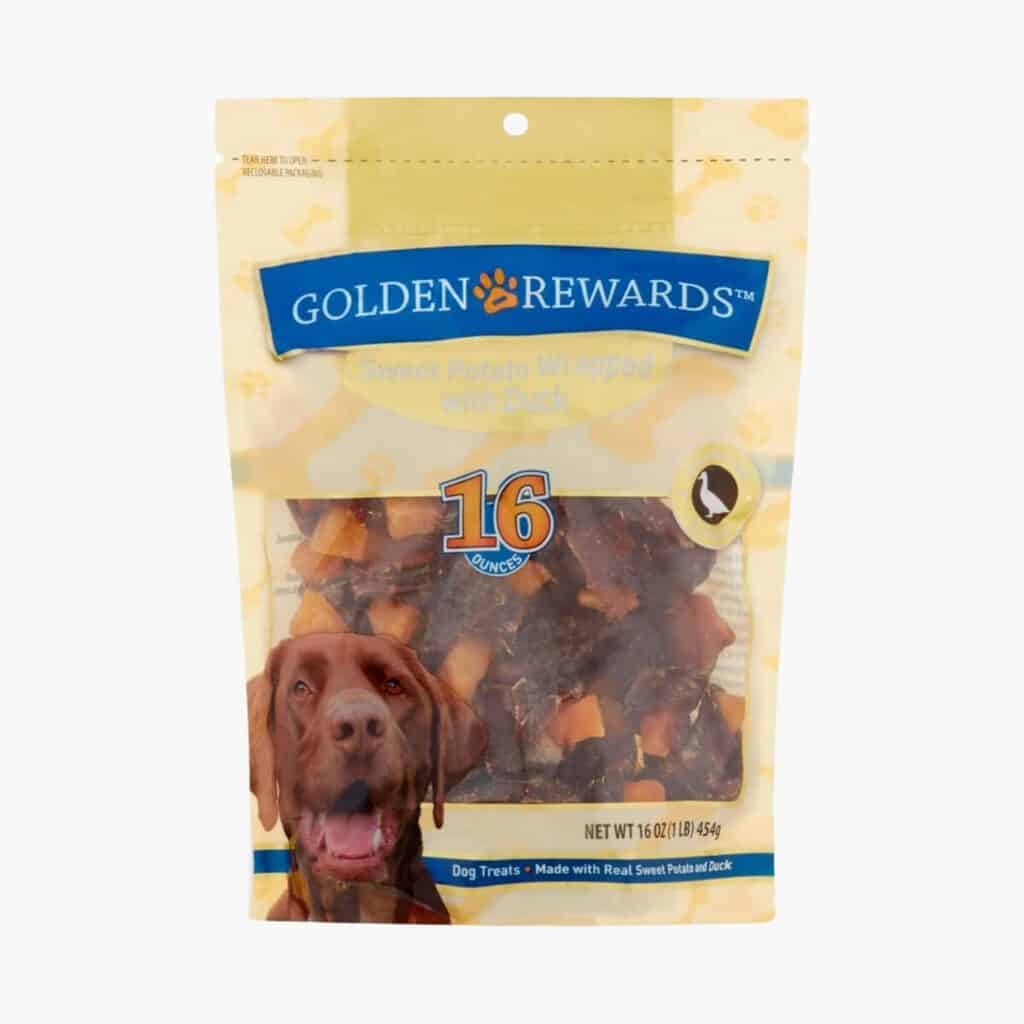 golden rewards sweet potato wrapped with duck dog treats, 16 oz