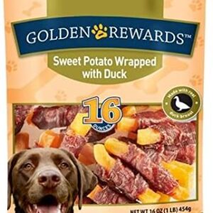 golden rewards sweet potato wrapped with duck dog treats, 16 oz