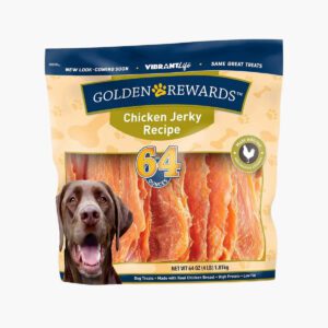 golden rewards jerky recipe dog treats (chicken jerky, 64 oz, 1 pack)