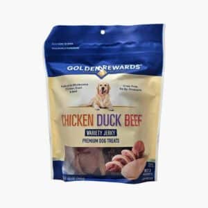 golden rewards chicken, duck and beef variety jerky dog treats, 12 ounces