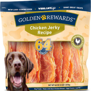 golden rewards jerky recipe dog treats (chicken jerky, 64 oz, 1 pack)