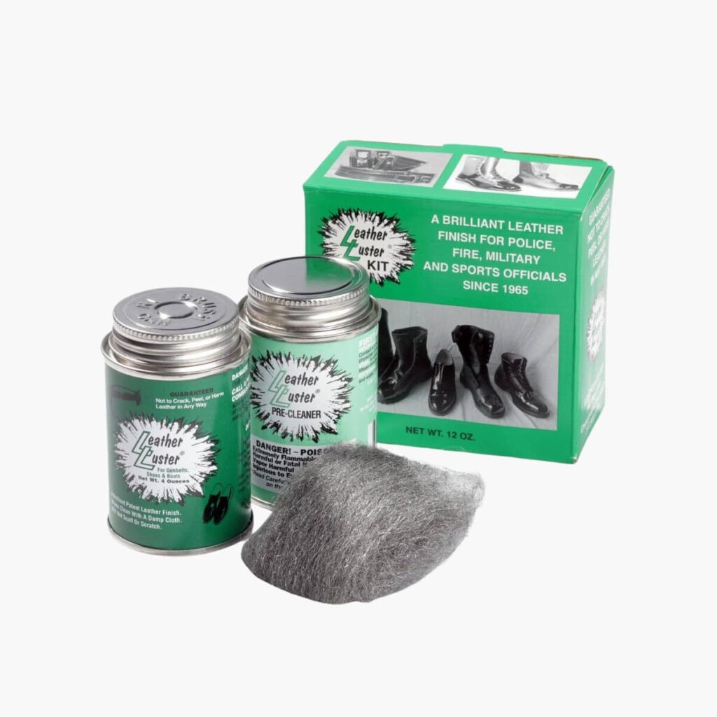 1 set of hi gloss patent leather finish black military shoe shine